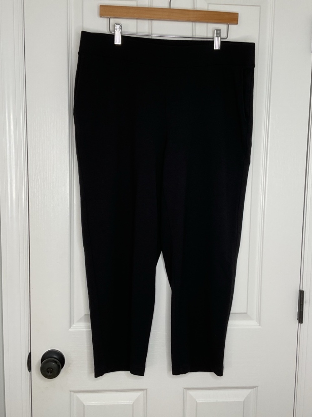 PureJill J Jill Slim Leg Cropped Pants XL  Black Office Minimalist Pima Cotton